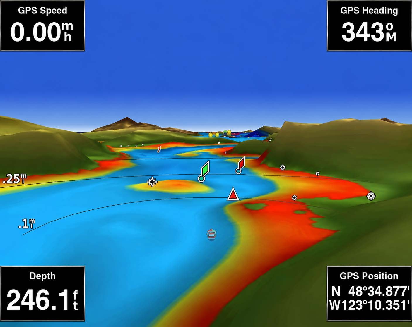 GPS depth mapping & navigation display