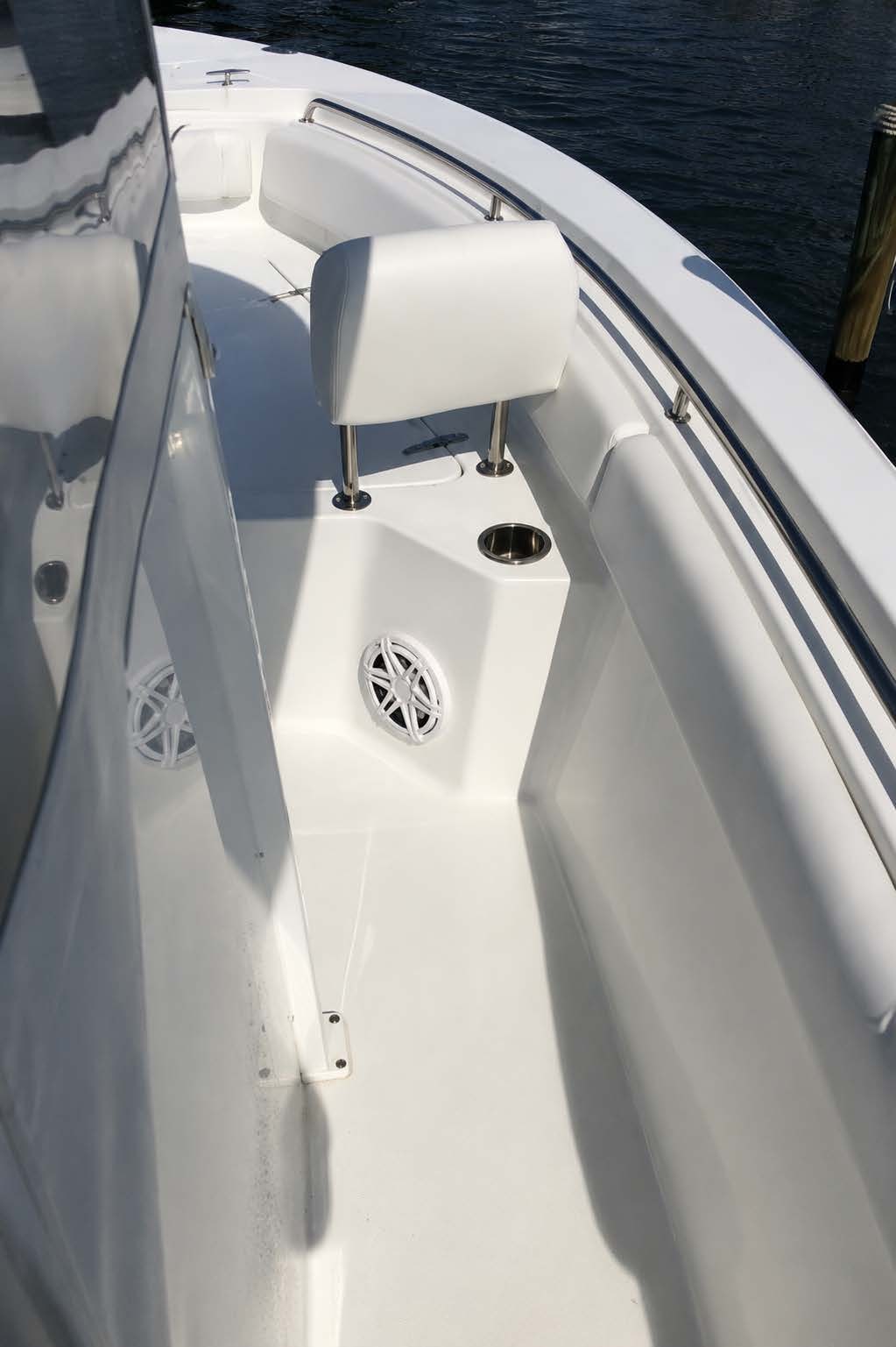 Marine speakers installed in boat gunwale